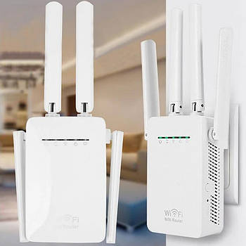 WiFi підсилювач сигналу на 4 антени, 300 Mbps, PIX-LINK LV WR09 / Репітер вай фай / Бездротовий підсилювач WIFI