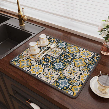 Антискользящий коврик для сушки посуды быстро впитывающий влагу 40х60см