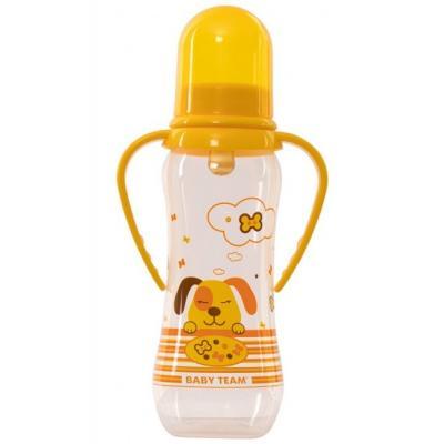 Оригінал! Бутылочка для кормления Baby Team с латексной соской 0+ и ручками 250 мл (1311_собачка_желтая) |