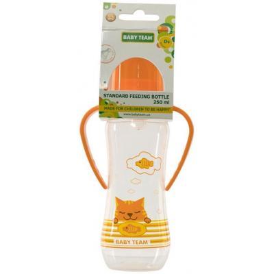 Оригінал! Бутылочка для кормления Baby Team с ручками и силиконовой соской, 250мл 0+ оранж (1411_оранжевый) |