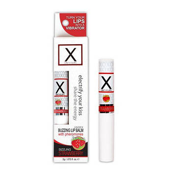 Стимулюючий бальзам для губ унісекс Sensuva - X on the Lips Strawberry з феромонами, полуниця  KITT