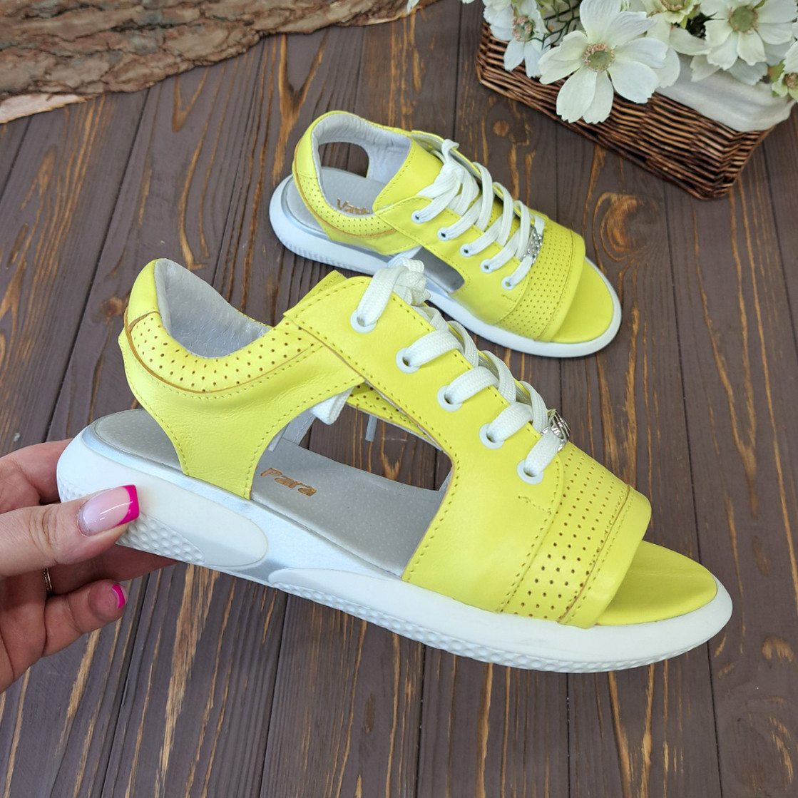 Босоніжки спортивні жовті шкіряні ТМ Vasha Para, фото 1