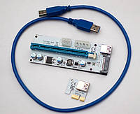 20 Шт. Райзер Sata 6 Pin Molex v008S USB 3.0 PCI-E 1X - 16X Riser для видеокарт 60см плата расширения майнинг