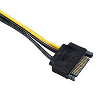 Кабель переходник SATA 15pin в 6 pin толстый кабель 18AWG PCI-E для видеокарт компьютера в райзер на riser