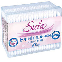 Оригінал! Ватные палочки Siela Пластиковая коробка 200 шт. (4820159840465) | T2TV.com.ua