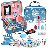 Детская косметика в чемоданчике Холодное Сердце для макияжа и маникюра с диадемой Синий (60407)