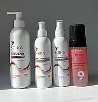 Набор 4в1 глубокое очищение для жирной кожи SOIKA шампунь 300мл + кондиционер 200мл + Спрей 100мл + Пилинг