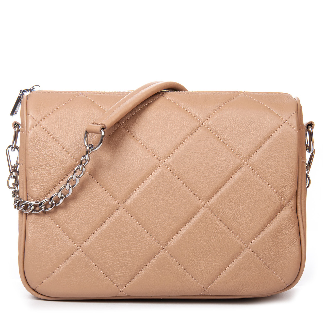 Сумочка жіноча шкіряна стьобана на ланцюжку ALEX RAI 2034-9 camel, фото 1