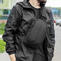 Нагрудна сумка-слінг через плече Rancor чорна тканинна одне лямковий рюкзак Сумка для міста