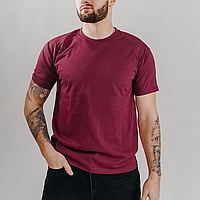 Мужская бордовая футболка хлопковая базовая размер S чоловіча футболка бордова