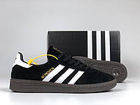 Мужские очень стильные демисезонные кроссовки Adidas Munchen, черные с белым новинка прошитые
