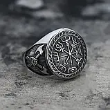 Чоловіче сталеве кільце VEGVISIR 19 печатка перстень з медичної нержавіючої сталі 316L з Компасом вікінгів, фото 6