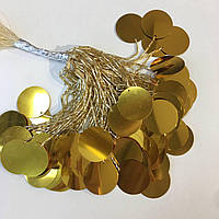Стеклярусные нити с пайеткой(30мм) , цвет Gold, длинна 10см (10штук)