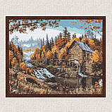 Алмазна мозаїка/вишивка Пейзаж Самотній будинок у лісі 40*50 см Орігамі OD 3013, фото 7