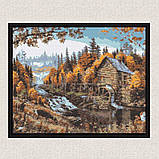 Алмазна мозаїка/вишивка Пейзаж Самотній будинок у лісі 40*50 см Орігамі OD 3013, фото 6