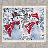Алмазна мозаїка/вишивка Веселі сніговики. Зима 40*50 см Орігамі OD 3070, фото 5