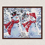 Алмазна мозаїка/вишивка Веселі сніговики. Зима 40*50 см Орігамі OD 3070, фото 7