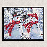 Алмазна мозаїка/вишивка Веселі сніговики. Зима 40*50 см Орігамі OD 3070, фото 6