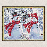 Алмазна мозаїка/вишивка Веселі сніговики. Зима 40*50 см Орігамі OD 3070, фото 4