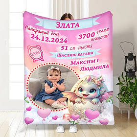 Плед 3D з метрикою Дракончик №3 1 фото 3846_C 16618 80х100 см