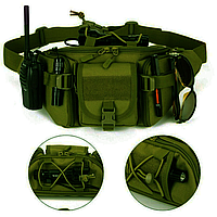 Поясна сумка тактична з MOLLE, сумка бананка, Об'єм 5 л, Зелена сумка армійська, військова сумка на пояс, b2