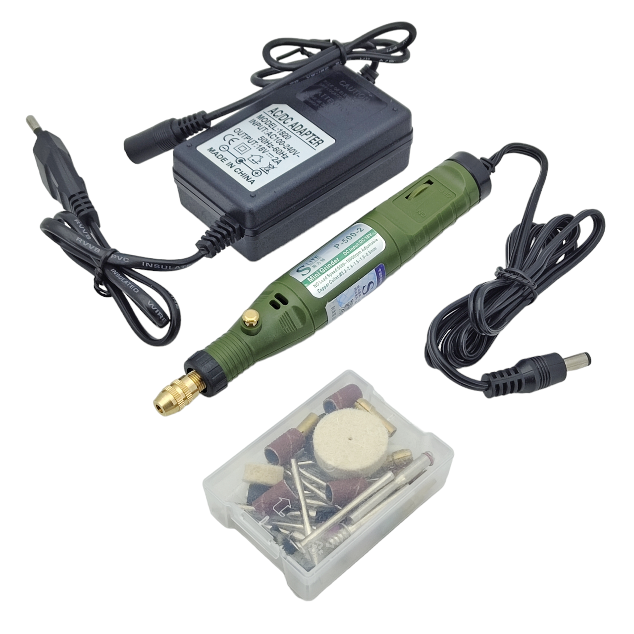 Бормашина в кейсі Slite P-500-2 Mini (набір насадок для гравіювання, шліфування, полірування, рег.