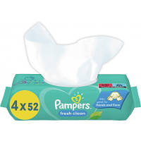 Оригінал! Детские влажные салфетки Pampers Fresh Clean 4х52 шт (8001841077949) | T2TV.com.ua