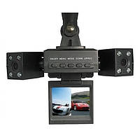 Автомобільний DVR відеореєстратор Two Camera Car HD з 2 поворотними камерами 2.0" екран нічного знімання цикл