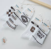 Шкарпетки підліткові білі з коричневим малюнком Fashion Мікс