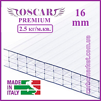Стільниковий полікарбонат 2100Х9000Х16 mm OSCAR Premium M6 посилений прозорий