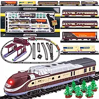 Железная дорога Грузопассажирский поезд с составом Fenfa 1601B-1 325 см, свет, звук