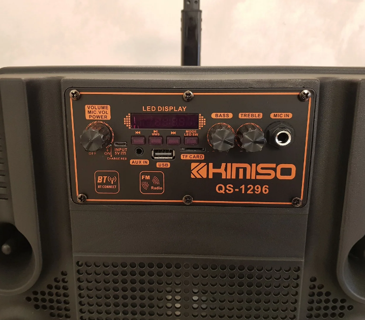 Колонка чемодан акустическая система Kimiso QS-1296 BT 12BASS/2000W с проводным микрофоном и пультом MIL - фото 8 - id-p2209995852