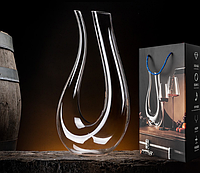 Графін декантер для вина ПОДАРУНКОВА УПАКОВКА U-подібний безвиннцеве кришталеве скло