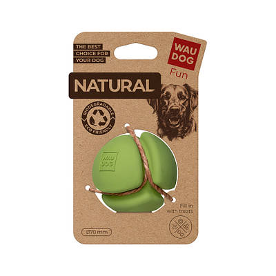 Іграшка для собак WAUDOG Fun Natural М'яч, біорозкладна гума, 7 см, зелена