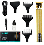 Професійний акумуляторний тример для бороди та вусів VGR з дисплеєм і змінними насадками MS-29, фото 2
