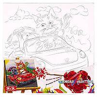 Роспись на холсте "Canvas Painting" Подорожание кота и рыбки PX-07-10 31х31см ds