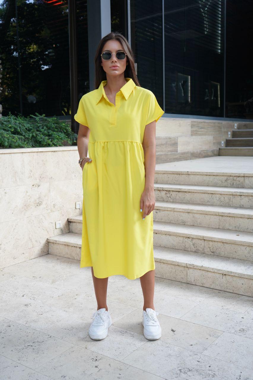 Літнє плаття сорочка з завищеною талією і коротким рукавом (р.42-58) 31PL5701, фото 1