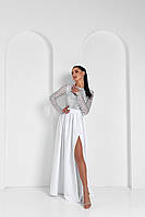 Вечернее длинное платье в пол с пайетками и расклешенной юбкой с разрезом (р S, M) 66PL5709Q