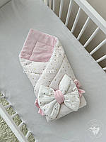 Муслиновый плед-конверт Baby Comfort хлопок 100% розовый+бант ds