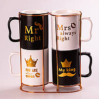 Набор керамических чашек Kingdom of Love на подставке 4 штуки чашки для кофе `GR`