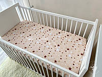 Простынь на резинке Baby Comfort 120*60 см бязь Звездочки на бежевом ds