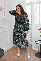 Літнє стильне плаття шифонове довгий рукав великі розміри, фото 4