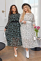 Літнє стильне плаття шифонове довгий рукав великі розміри, фото 3