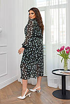 Літнє стильне плаття шифонове довгий рукав великі розміри, фото 5