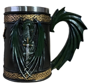 Пивний келих з 3D зображенням "Фенікс" з холодної литої смоли та нержавіючої сталі 500 мл, фото 1
