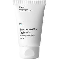 Оригінал! Крем для лица Sane Squalane 6% + Prebiotic Nourishing Night Cream pH 6.0 Ночной с пребиотиком и