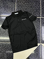 Брендовая мужская футболка-поло "Columbia", черная качественная мужская футболка