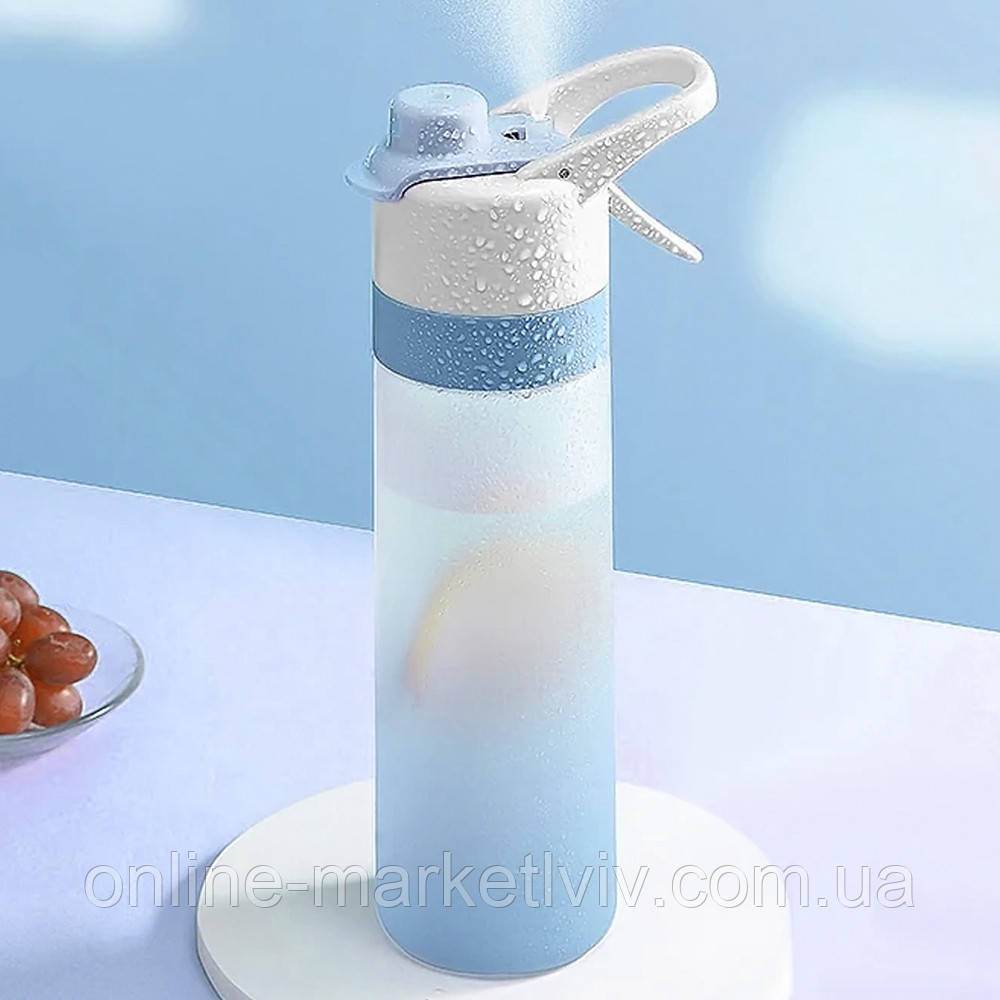 Спортивна пляшка для води з розпилювачем 650 мл, Синя / Пляшечка для води / Пляшка для спорту, фото 1