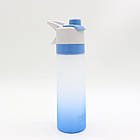 Спортивна пляшка для води з розпилювачем 650 мл, Синя / Пляшечка для води / Пляшка для спорту, фото 3