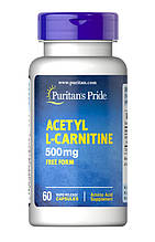Ацетил Л-Карнітін Puritans Pride Acetyl L-carnitine 500 мг 60 капс США